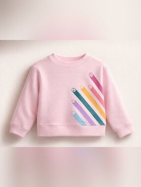 wonder nation Light Pink Sweatshirt with Multicolor Stripes
